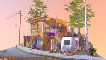 A diorama of an Eco House, set in the heart of Mexico